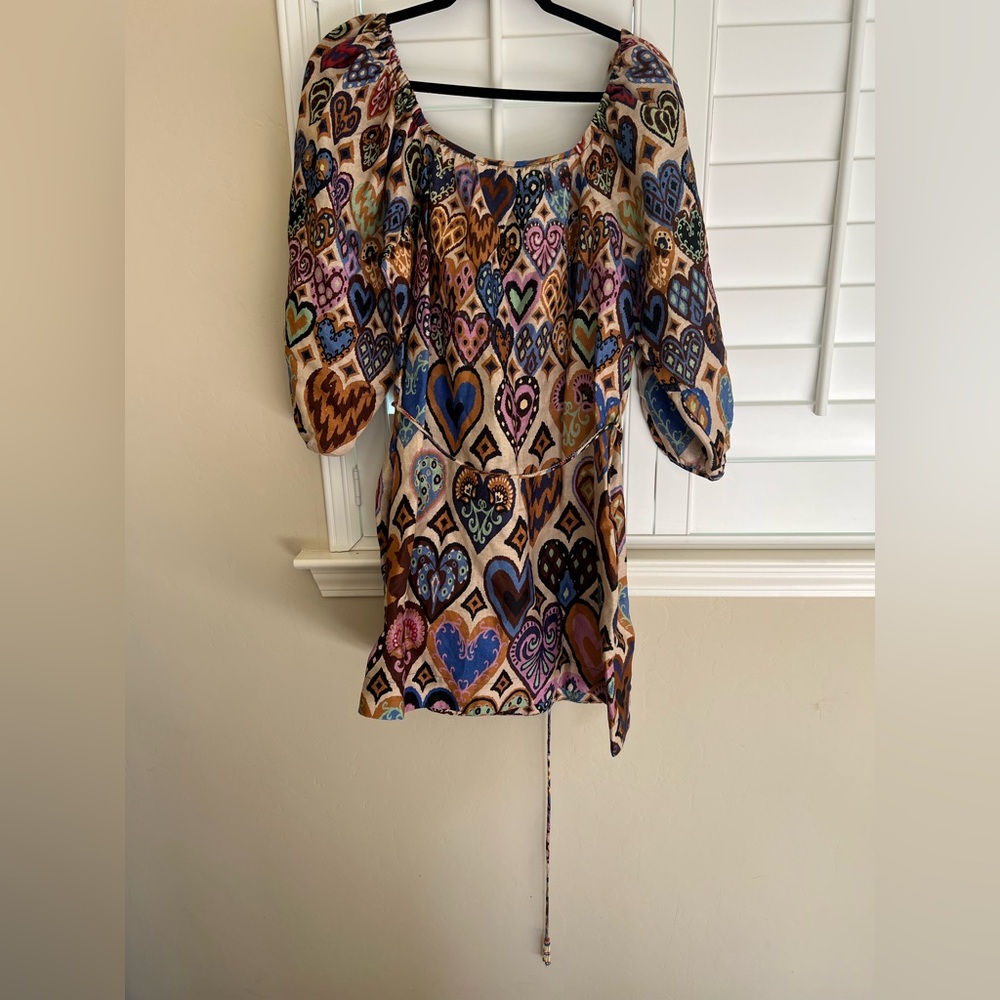 NWT Farm Rio L Colorful Heart Patterned Women's dress